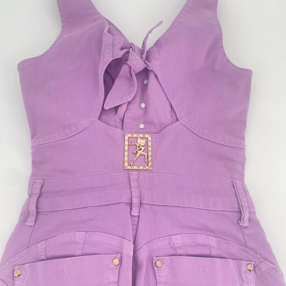 NWT Lavender RHERO Denim Romper With Gold Accents - Picture 9 of 16